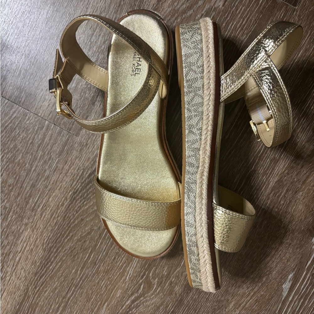 Michael Kors Metallic Gold Ankle-Strap Sandals - Picture 2 of 2
